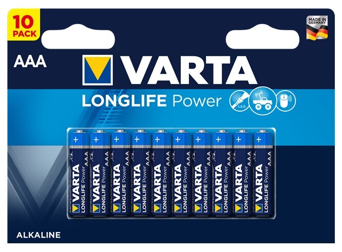 Батарейка алкалиновая Varta Lr03/10bl Longlife Power (aaa) блистер 10 шт .