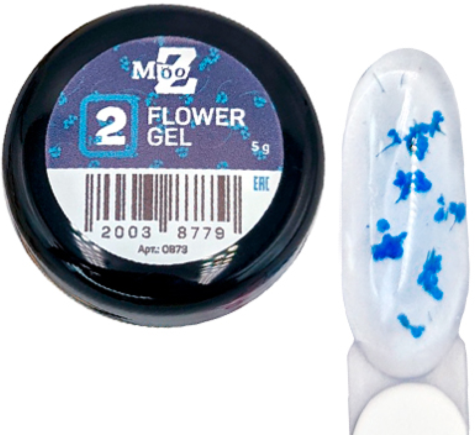 Гель для дизайна Mooz, Flower Gel №2 с цветами, 5 г