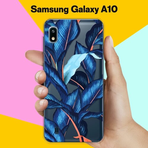 Силиконовый чехол Синие листья на Samsung Galaxy A10