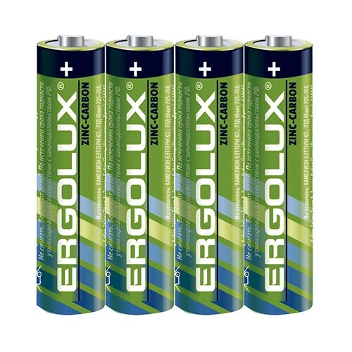 Батарейка Ergolux R03SR4 AAA, в упаковке: 4 шт. батарейка солевая ergolux r03sr4 aaa 1 5v упаковка 4 шт r03sr4 ergolux арт r03sr4