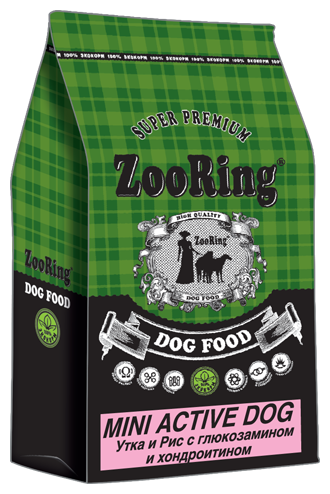 ZooRing Mini Active Dog Сухой корм для собак, Утка / Рис 10кг