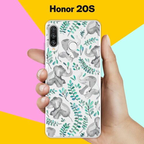 Силиконовый чехол на Honor 20S Узор из слонов / для Хонор 20С силиконовый чехол узор из слонов на honor 20s