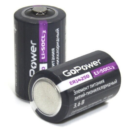 Батарейка GoPower 14250 1/2AA PC1 Li-SOCl2 3.6V с выводами (1/10/500) Батарейка GoPower 14250 1/2AA (00-00015330) - фото №4