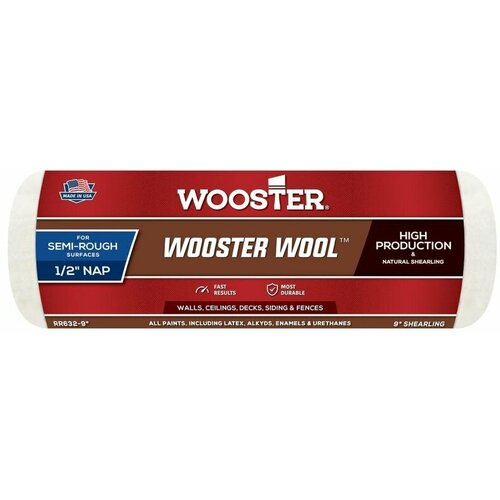 Малярный валик из натуральной овчины WOOSTER RR632-9 Wooster Wool 1/2 (ворс 1,27 см, ширина 22,86 см)