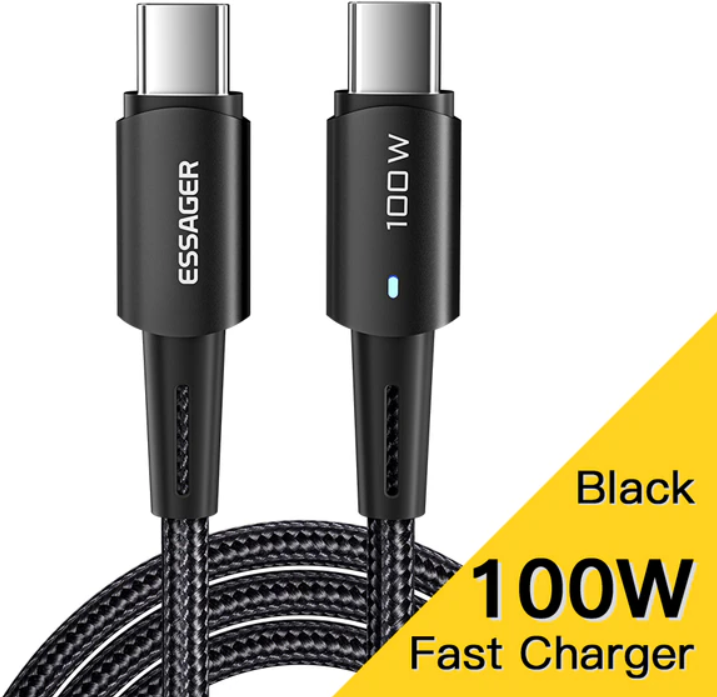 Кабель быстрой зарядки ESSAGER 100 Вт USB Type-C и дисплеем, 1 м