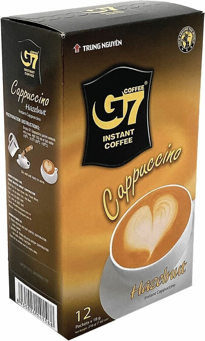 Вьетнамский растворимый кофе G7 Cappuccino Hazelnut (12 шт по 18г) - 216г