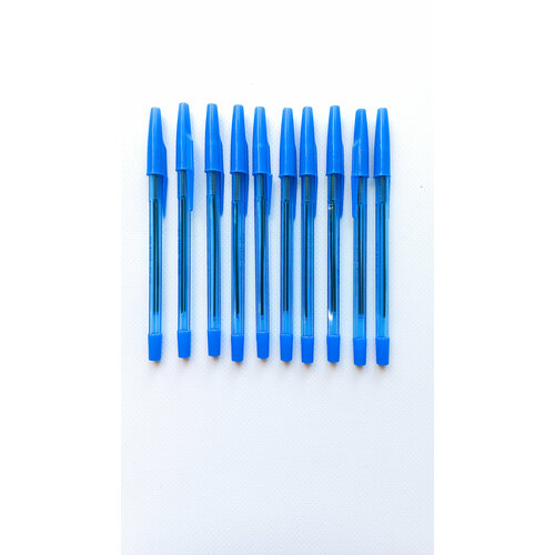Ручки шариковые в наборе 10 штук в прозрачном корпусе с синими чернилами