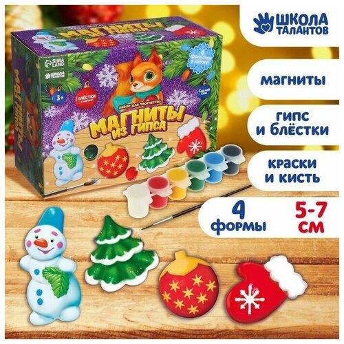 Магниты из гипса Новогоднее настроение ёлка варежка ёлочная игрушка снеговик 1038₽