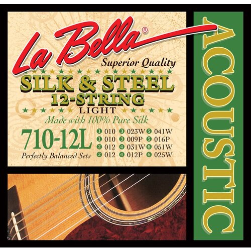 струны для 12 струнной акустической гитары 12 56 la bella 710 12m Струны для 12 струнной акустической гитары 10-51 LA BELLA 710-12L