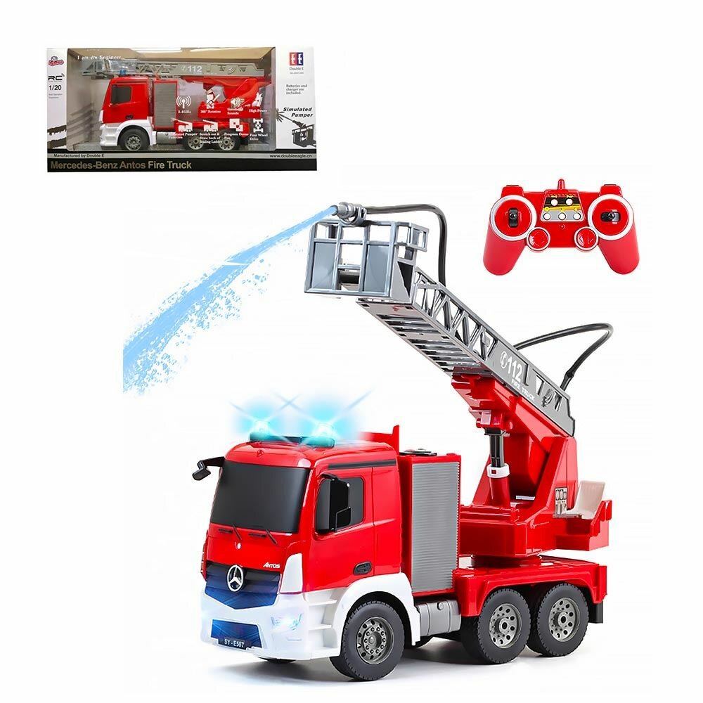 Спецтехника Пожарная машина на РУ с водяной помпой в короб звук,свет,стреляет водой до 2-х метров,вращается 360 градусо E527-003 Double Egle - фото №8
