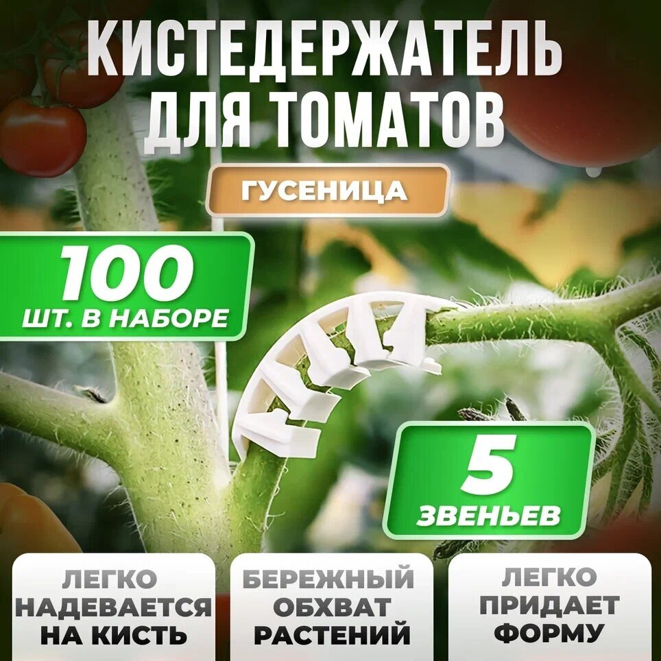 Кистедержатель для томатов улитка 100 штук / Клипсы для опоры и поддержки кистей / Держатель для растений Россия