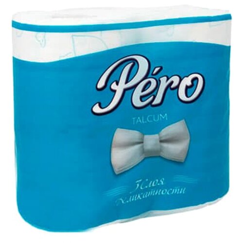 Купить Туалетная бумага Pero Talcum 3 слоя белый цвет (4 рулона в спайке), Туалетная бумага и полотенца