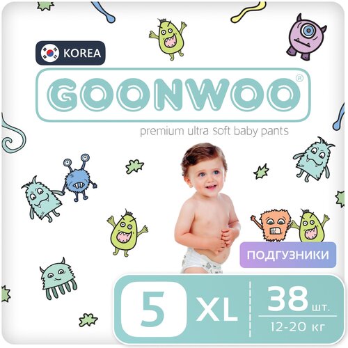 Подгузники-трусики GOONWOO размер 5 / XL (12 - 20 кг), 38 шт.