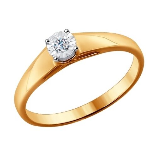 Кольцо помолвочное SOKOLOV, комбинированное золото, 585 проба, бриллиант, размер 16.5 эстет кольцо с 1 бриллиантом из комбинированного золота 750 пробы 01о680056 размер 19