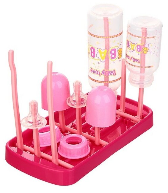 Сушилка для детских бутылочек, цвет розовый - фотография № 1