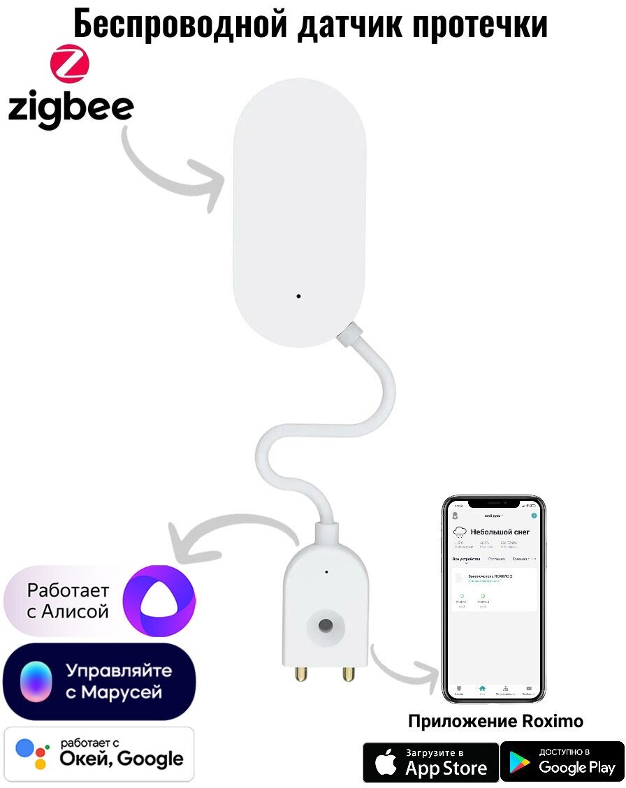 Умный Zigbee датчик протечки воды ROXIMO SZW08