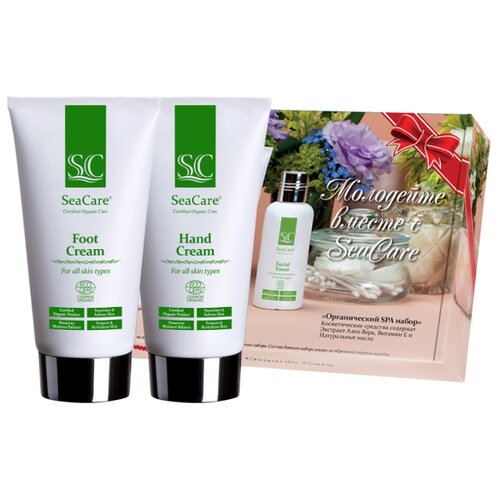фото Seacare органический подарочный спа набор №1, крема для рук и ног с алоэ вера и натуральными маслами.