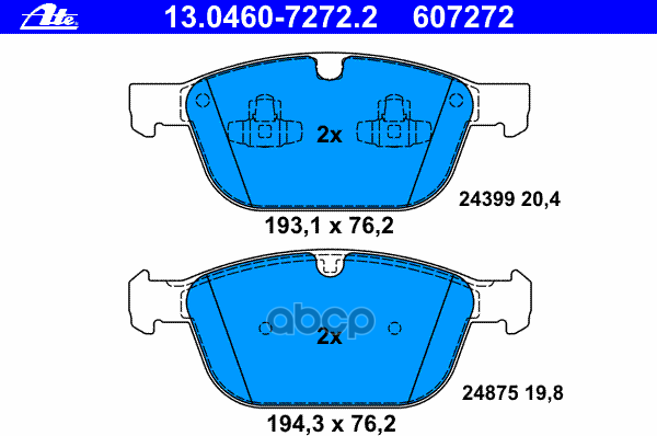 Колодки Передние Volvo Xc 60 10-> Ate 13.0460-7272.2 Ate арт. 13.0460-7272.2