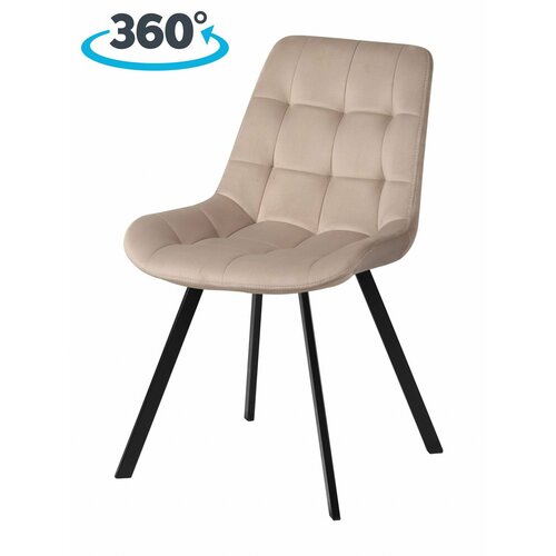 Стул для кухни Эйден М с поворотным механизмом на 360 градусов серо-бежевый / черный