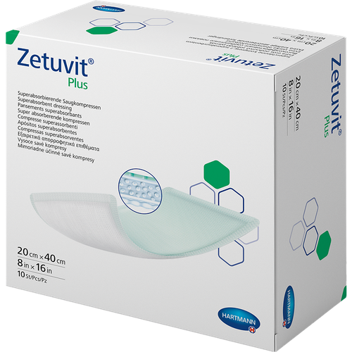 Повязка Цетувит плюс/Zetuvit plus суперабсорбирующая стерильная 20 x 40 см 10 шт