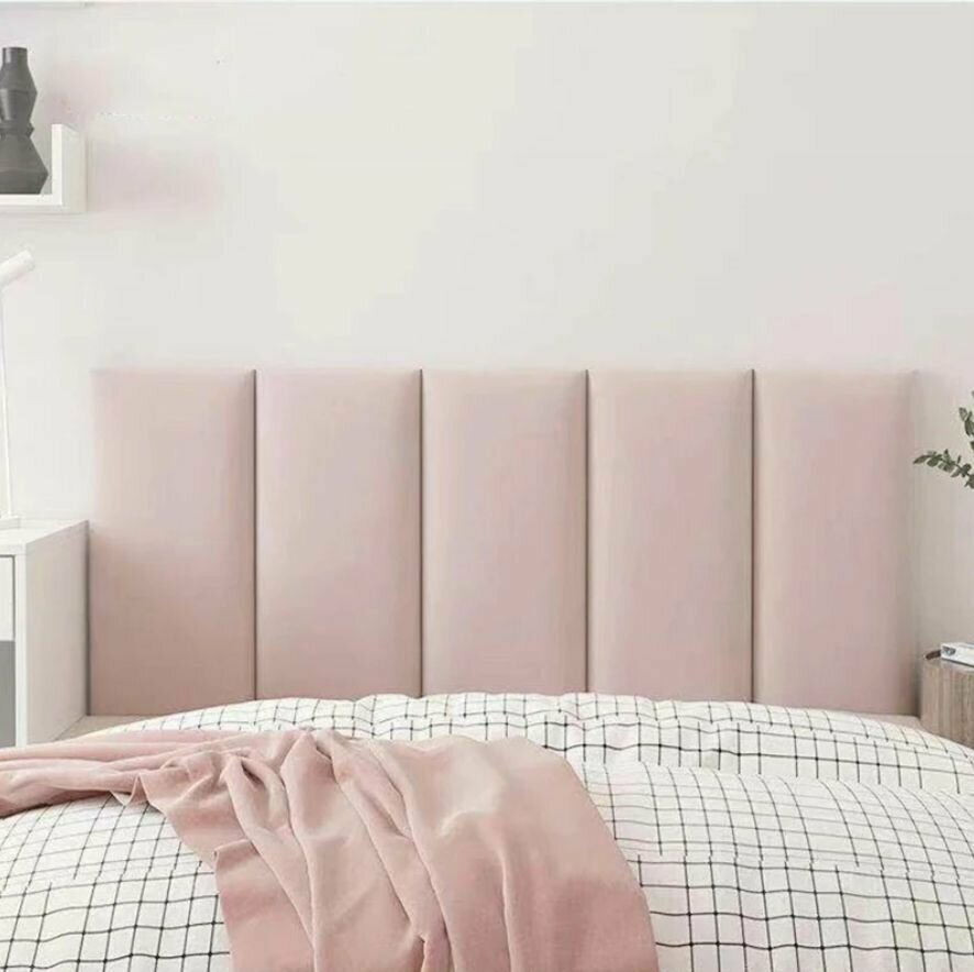 Стеновая панель; мягкая панель; изголовье кровати 40*40 см 4 шт; нежно-розовый