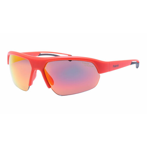 фото Солнцезащитные очки polaroid, прямоугольные, оправа: пластик, спортивные, для мужчин, красный