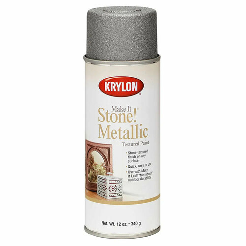 Краска с эффектом камня/металлик Krylon Make it Stone! Mеtallic Textured, Silver, 340гр