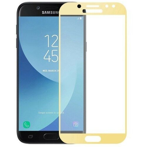 Защитное стекло Full Glue для Samsung Galaxy J5 (2017) J530 полноэкранное золотистое