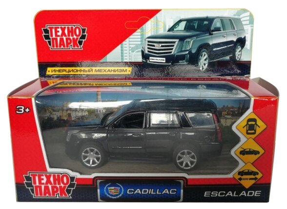 Машинка металлическая ТехноПарк CADILLAC ESCALADE 12см черная ESCALADE-BK