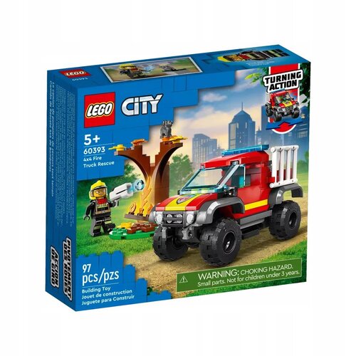 Конструктор LEGO City 60393 4x4 Fire truck rescue, 97 дет. конструктор lego city спасательный пожарный внедорожник 60393