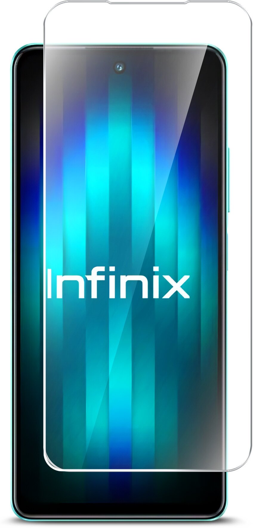 Защитное стекло для Infinix HOT 30 Play (Инфиникс Хот 30 плей) на Экран (гибридное: пленка+стекловолокно) прозрачное тонкое Hybrid Glass Miuko