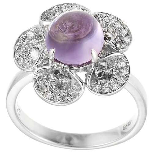 фото Jv кольцо с аметистом и фианитами из серебра sr18417-am-001-wg, размер 16.5