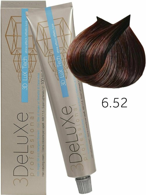 3Deluxe крем-краска для волос 3D Lux Tech, 6.52 темный блондин шоколадный (красное дерево)
