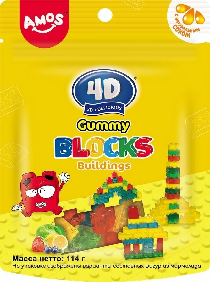 Мармелад жевательный AMOS 4D Gummy Blocks-Building, 114г