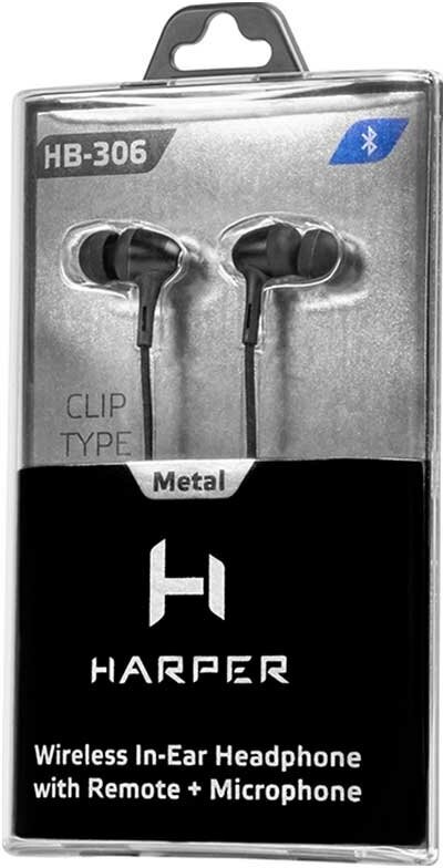 Гарнитура HARPER HB-306, Bluetooth, вкладыши, черный - фото №10
