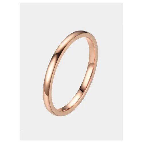 Кольцо обручальное, нержавеющая сталь, золочение, размер 17.3, золотой, розовый
