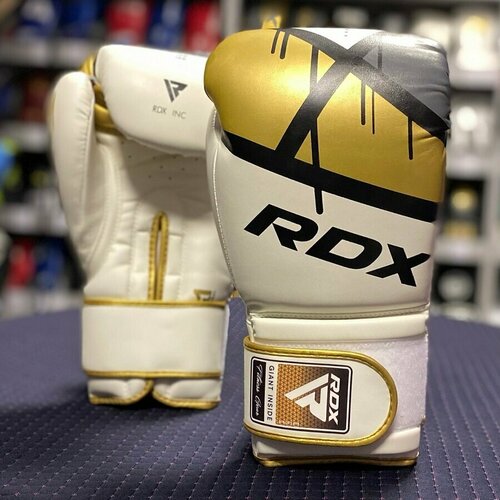 Боксерские перчатки RDX F7 бело-золотые, 12 унций