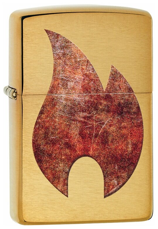 Зажигалка Zippo 29878 бензиновая Rusty Flame Design Brushed Brass - фотография № 1