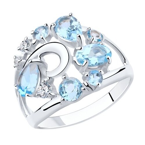 фото Diamant кольцо из серебра с топазами и фианитами 94-310-00463-1, размер 17.5