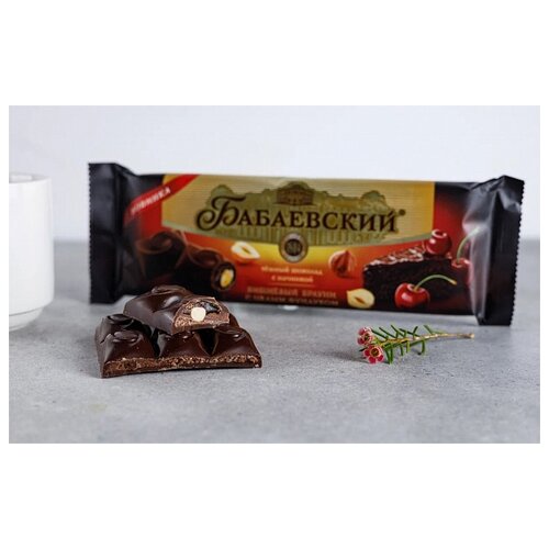 Шоколад Бабаевский Вишневый брауни с целым фундуком, темный, 165 г
