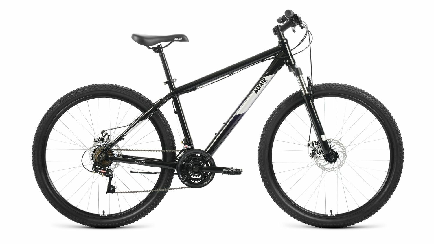 Велосипед ALTAIR 27,5 D (2022) (Велосипед AL 27,5 D (27,5" 21 ск. рост. 15") 2022, черный/серебристый, RBK22AL27221)