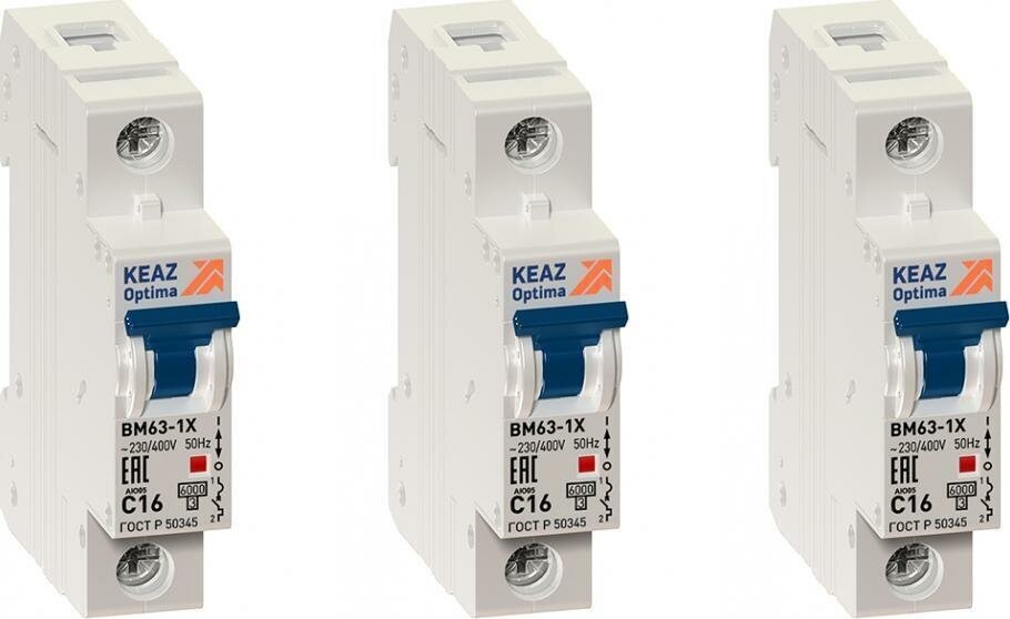 фото Автоматический выключатель КЭАЗ OptiDin BM63-1C10-УХЛ3 1P 10А характеристика C (комплект из 3 шт)
