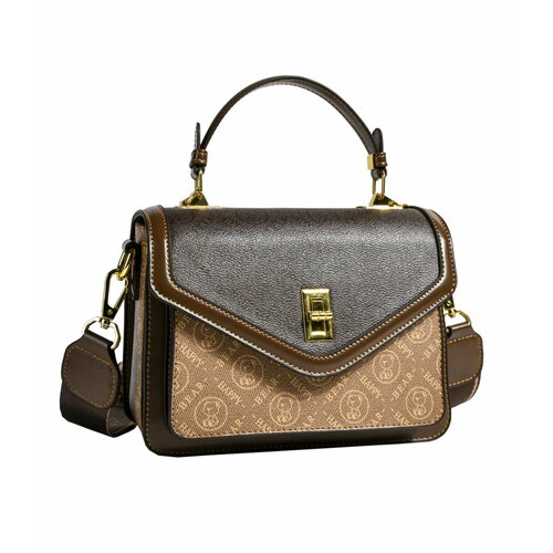 фото Сумка кросс-боди beibaobao повседневная, экокожа, внутренний карман, регулируемый ремень, коричневый