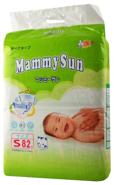 Подгузники MammySun S (4-8 кг), 82 шт. Mammy Sun - фото №1