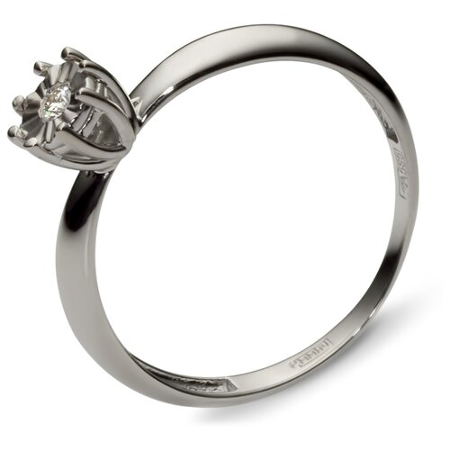 фото Эстет кольцо с 1 бриллиантом из белого золота 01к624879, размер 19