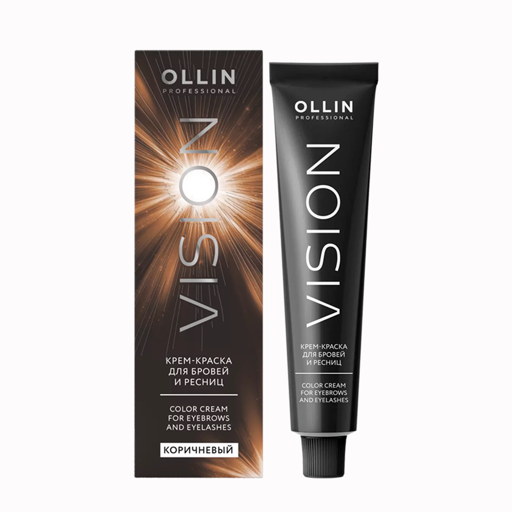 OLLIN VISION Крем-краска для бровей и ресниц (20мл+салфетки п/ресницы 15пар/уп) цвет коричневый