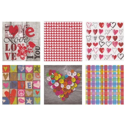 Love2art салфетки бумажные ассорти 3х слойные SDD 33 x 33 12 шт Набор 1216-10 Романтика 41281251682 1128₽