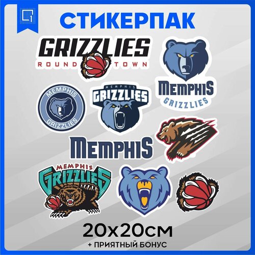 Набор наклеек Стикеры NBA Memphis Grizzlies 20х20см стикерпак аниме офис 50шт стикеры наклейки