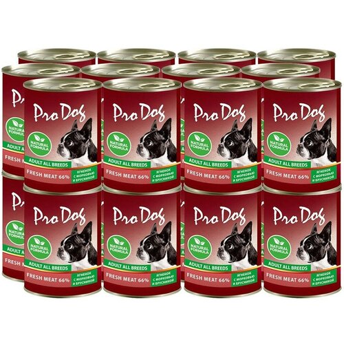 Корм для собак PRO DOG ягненок, морковь, брусника банка 400г (упаковка - 24 шт)