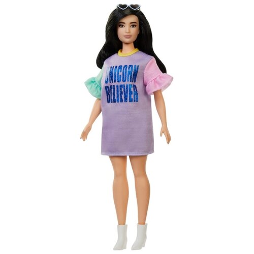 фото Кукла barbie игра с модой брюнетка в платье с принтом, fxl60